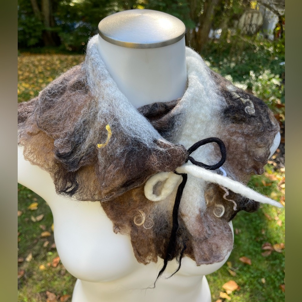 Handmade Unique Soft Wet Felted Scarf/collar
